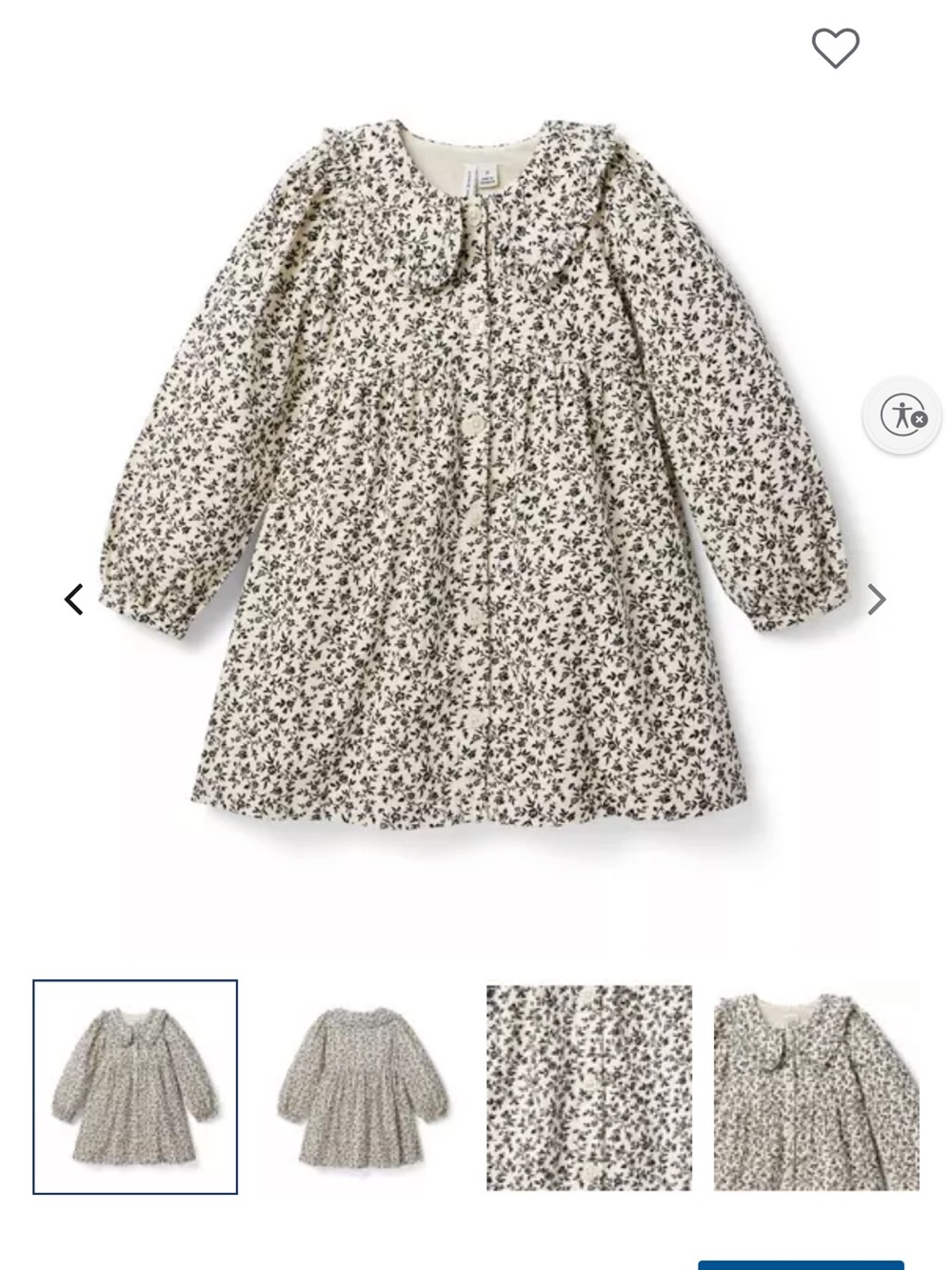 Janie and Jack Cream Dress with Black Floral Print